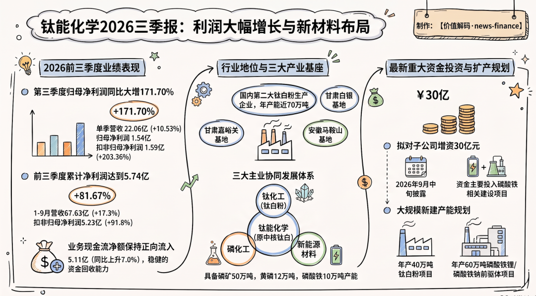 <b>钛能化学2026 年三季报业绩大增,钛白粉龙头加码新能源材料赛道</b>